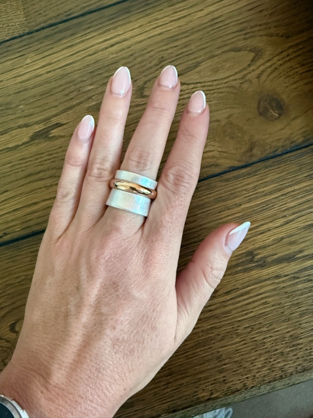 Park Lane Two-Tone Wide Stackable Ring in Silver and Gold